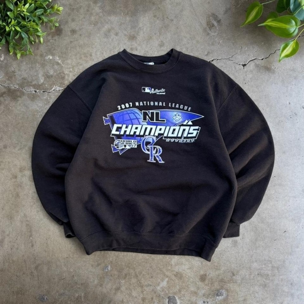Vintage 2007 Lee black Colorado Rockies champions crewneck sweatshirt size M